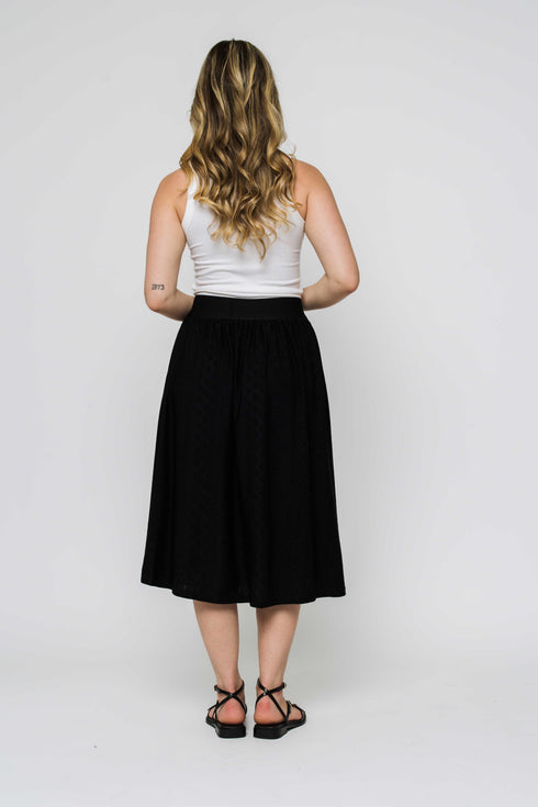 Lina-Stretch Eyelet Midi Skirt